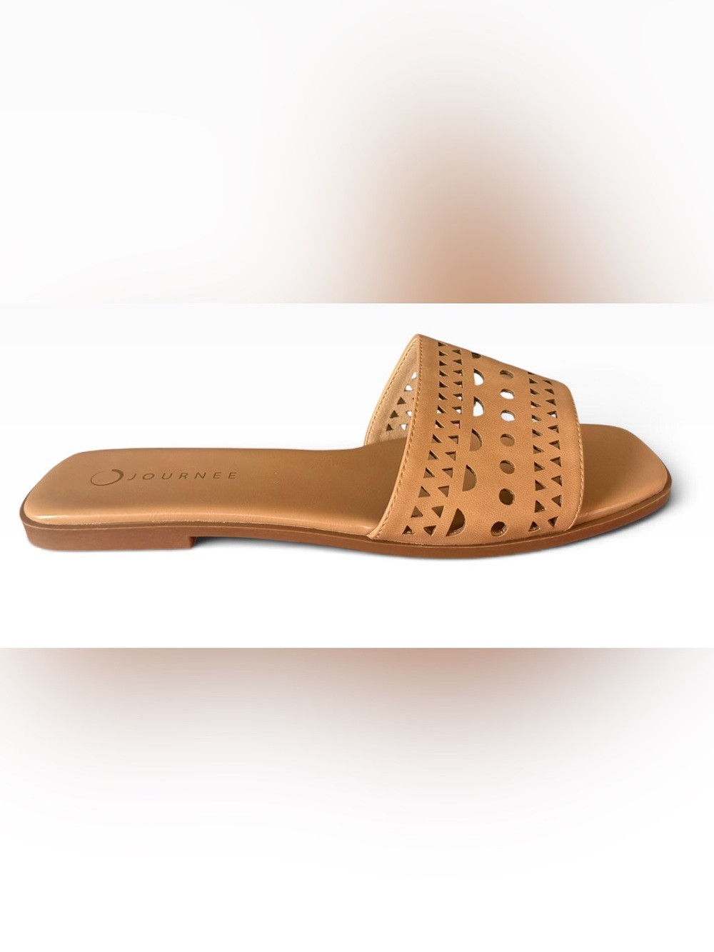 Journee Collection Brodie Tan Cutout Slide Sandals Womens 12M New With Box